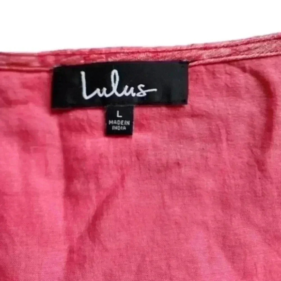 Lulus Xali Red Coral Striped Sleeveless Wrap Mini Dress Blue White Women's Large - Picture 8 of 13